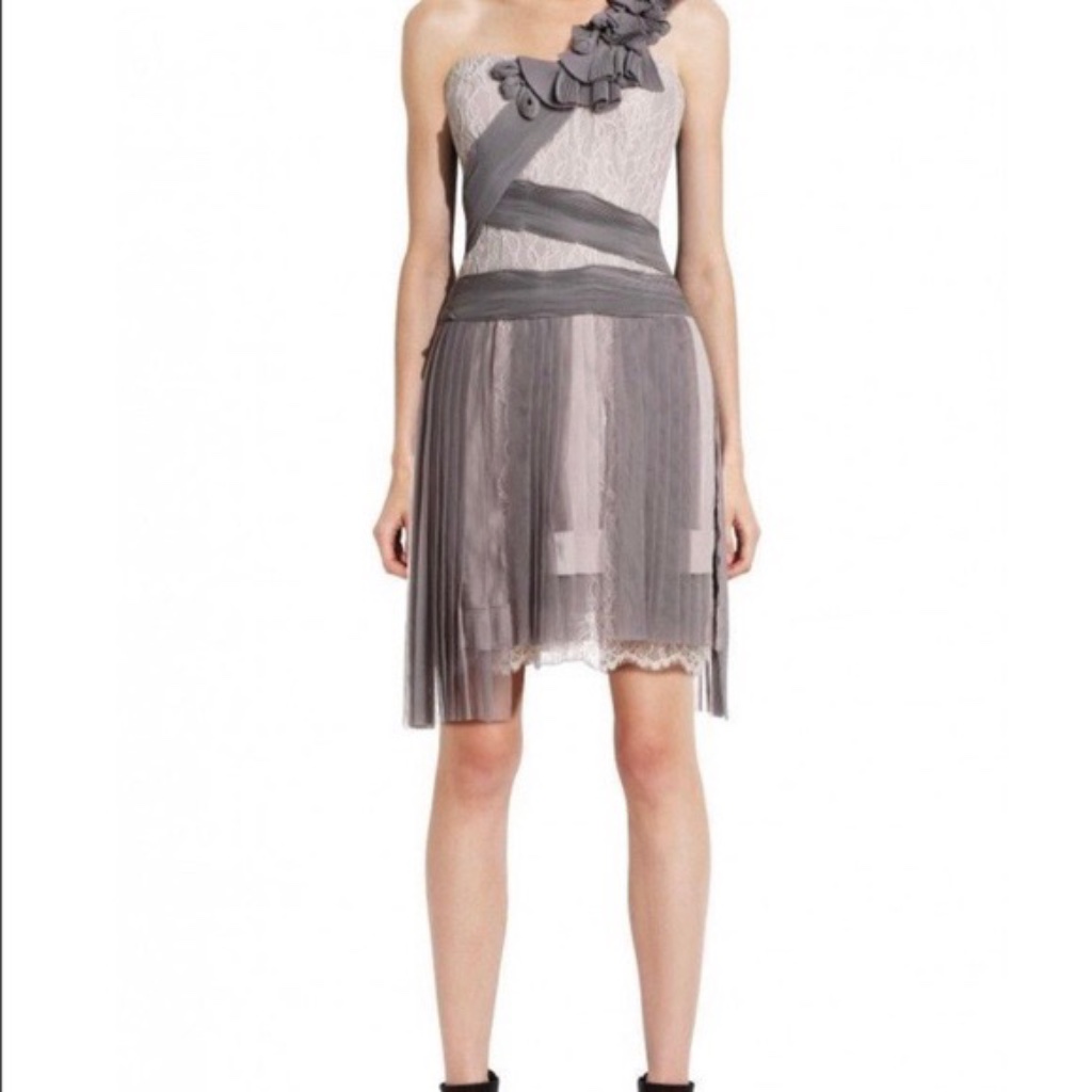 Bcbg Maxazria Runway One Shoulder Pleated Dress
